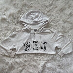 White NEU APPAREL Cropped Hoodie Sweater